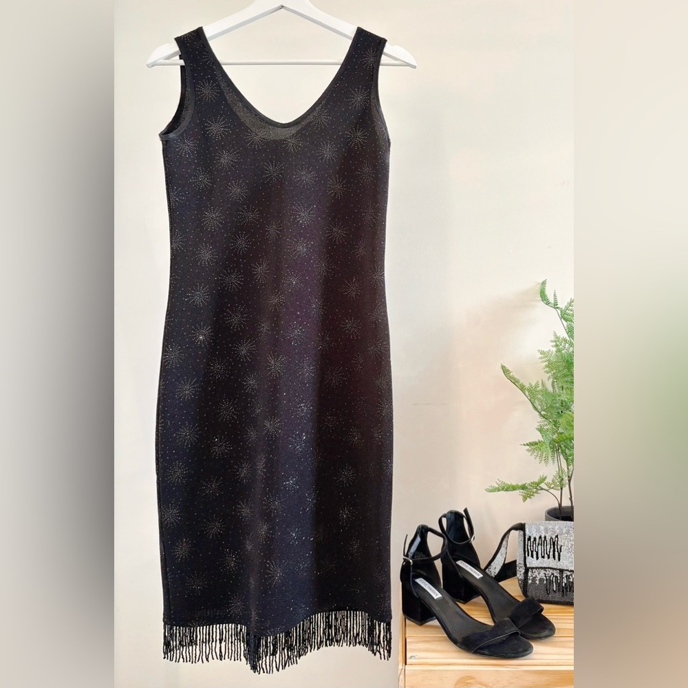Vintage 90s Sparkly Beaded Fringe Dress – Made in Canada - Picture 2 of 11
